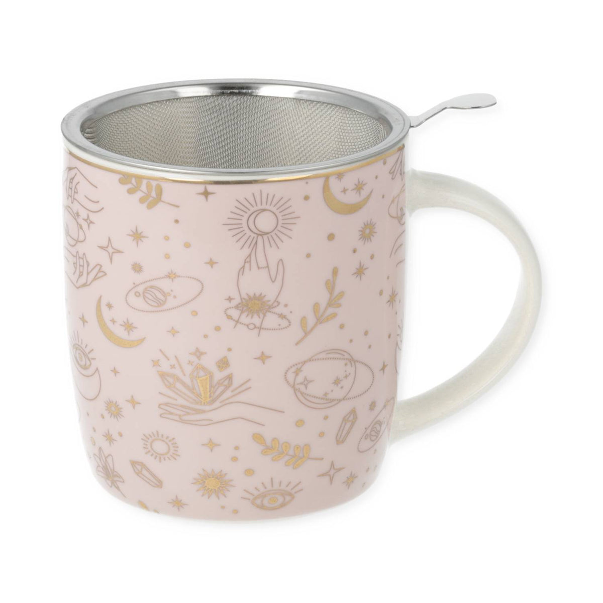 Tasse à thé avec infuseur Symboles mystiques or - détail