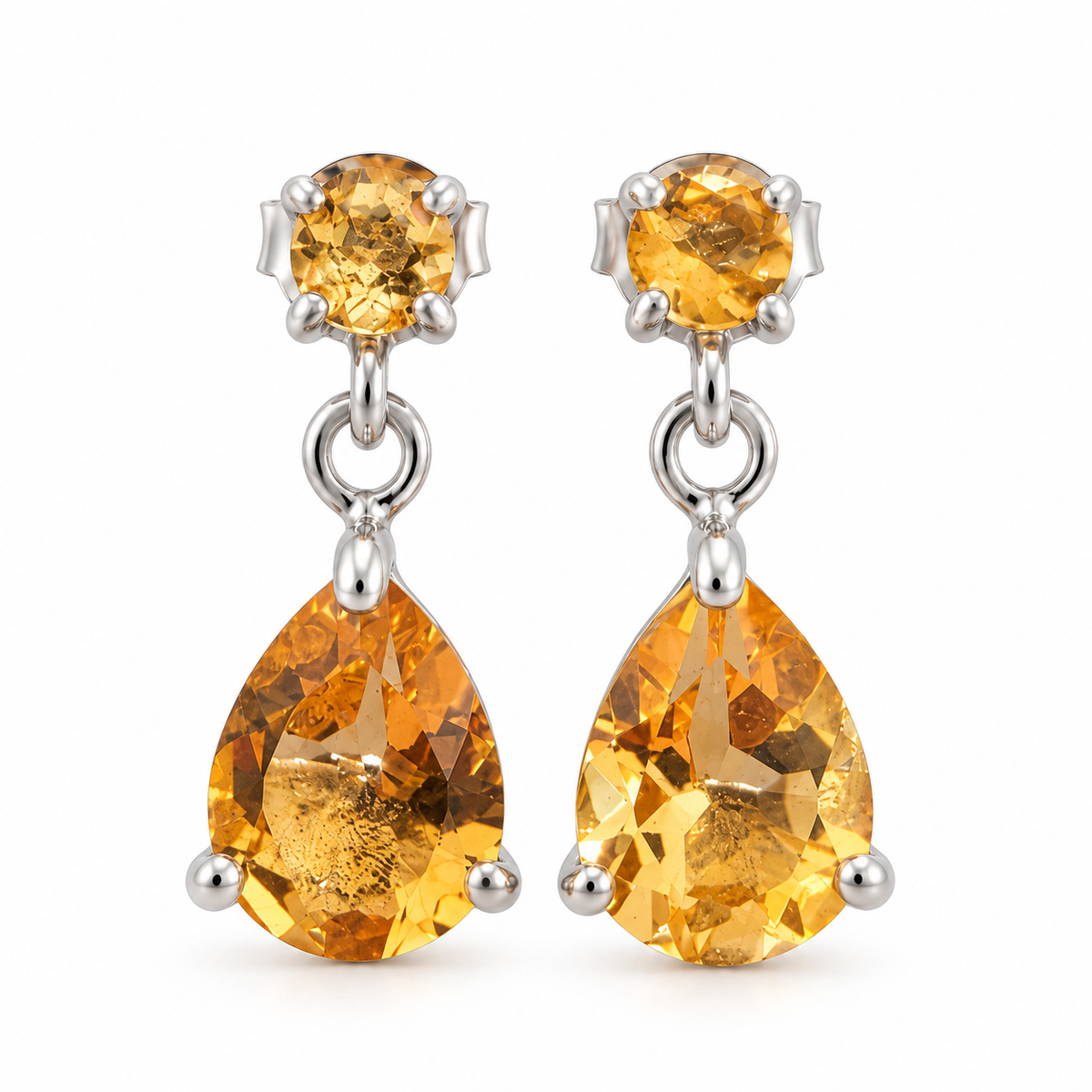 Boucles d'oreilles Gouttes de Lumière Citrine Ag925