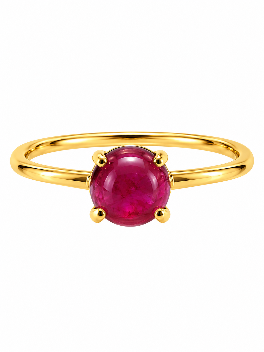 Bague Rubis Ronde Ag925 Doré à l'Or Fin