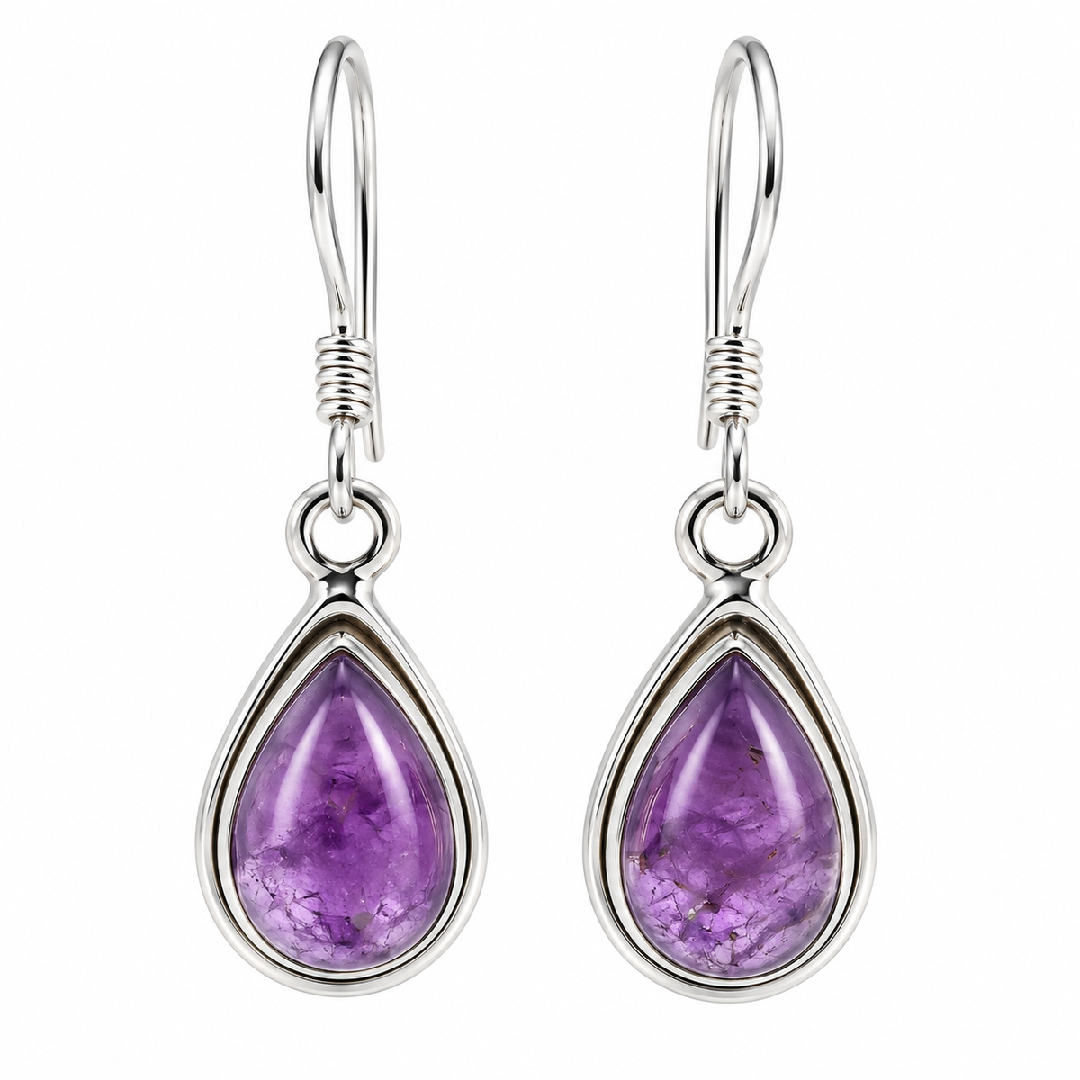 Boucles d'oreilles améthyste goutte