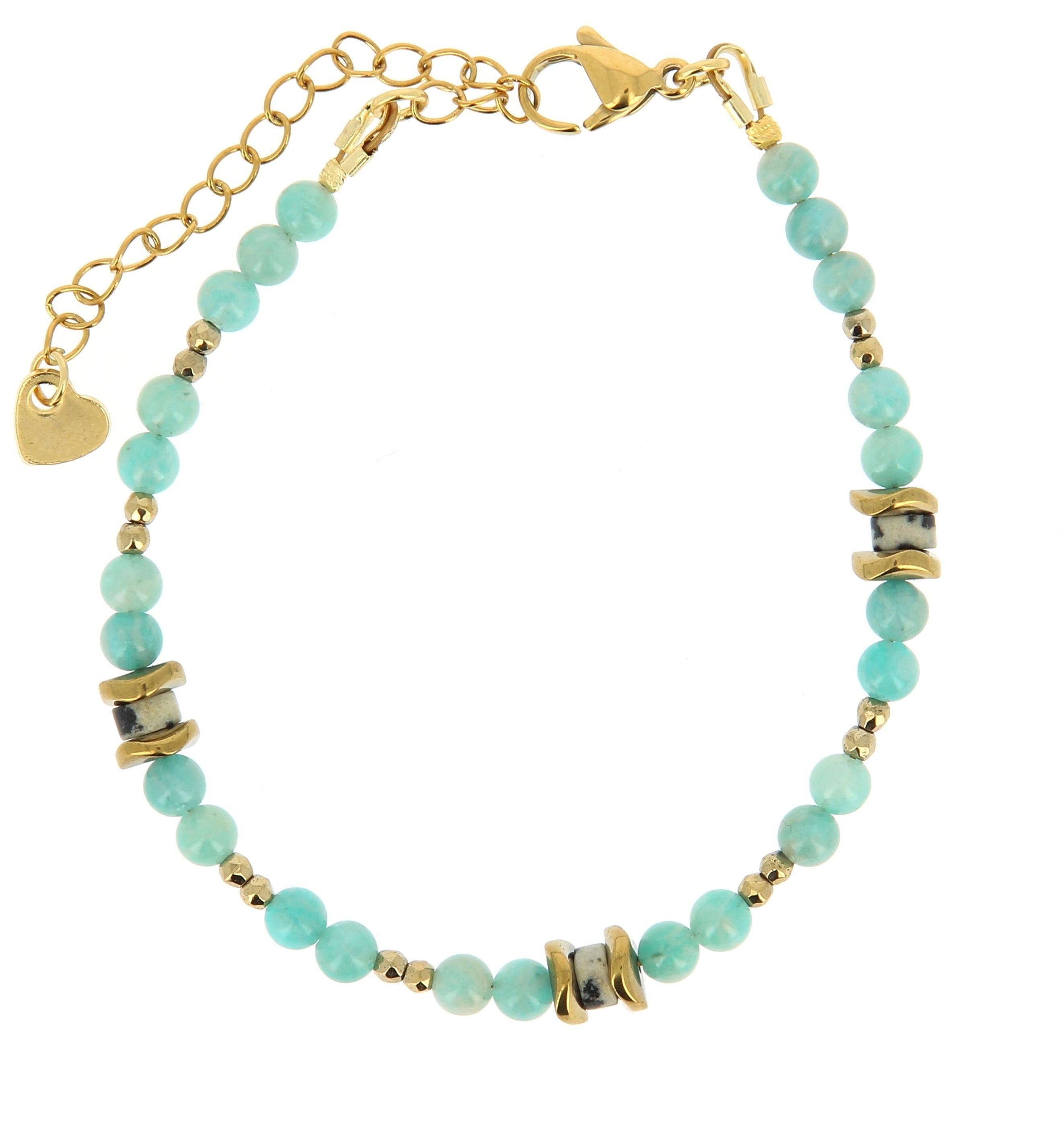 Talisman Armband Amazoniet en Dalmatier Jaspis