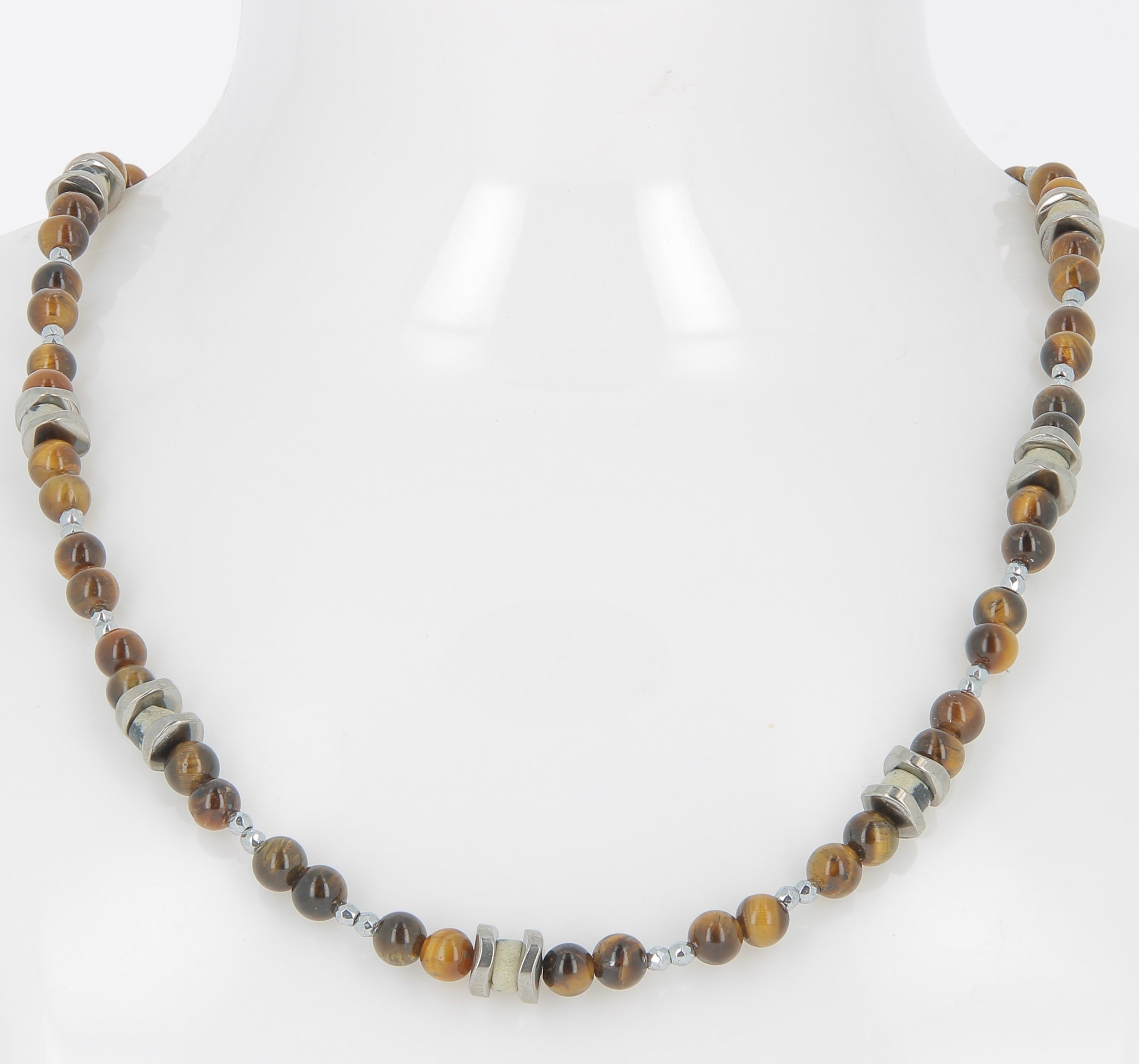 Talisman Ketting Tijgeroog en Dalmatier Jaspis
