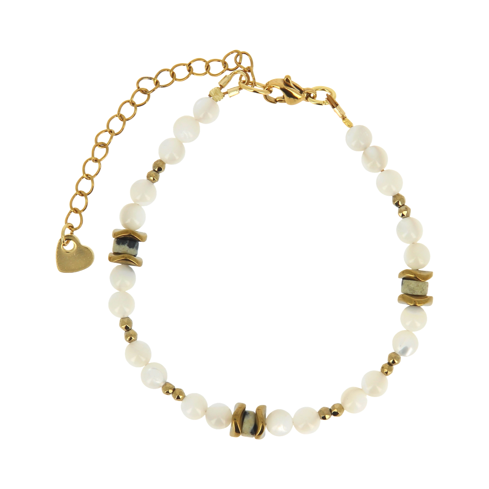 Talisman Armband Parelmoer en Dalmatier Jaspis
