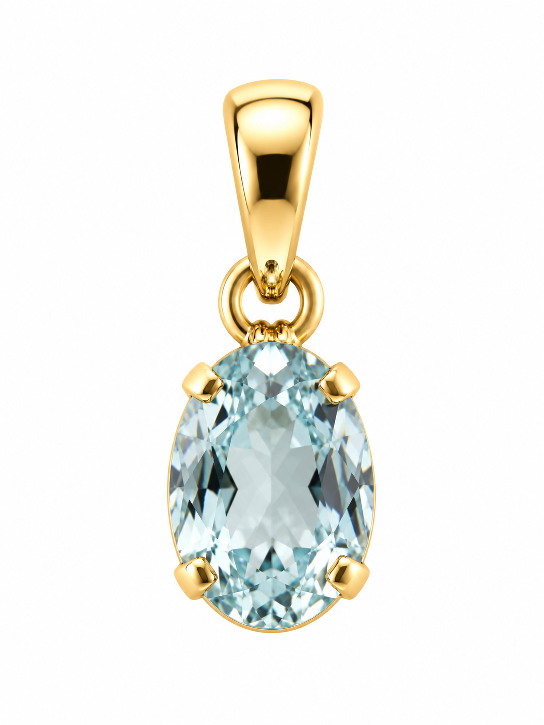 Pendentif Aigue-Marine Taillée Ovale Ag925 Doré à l'Or Fin