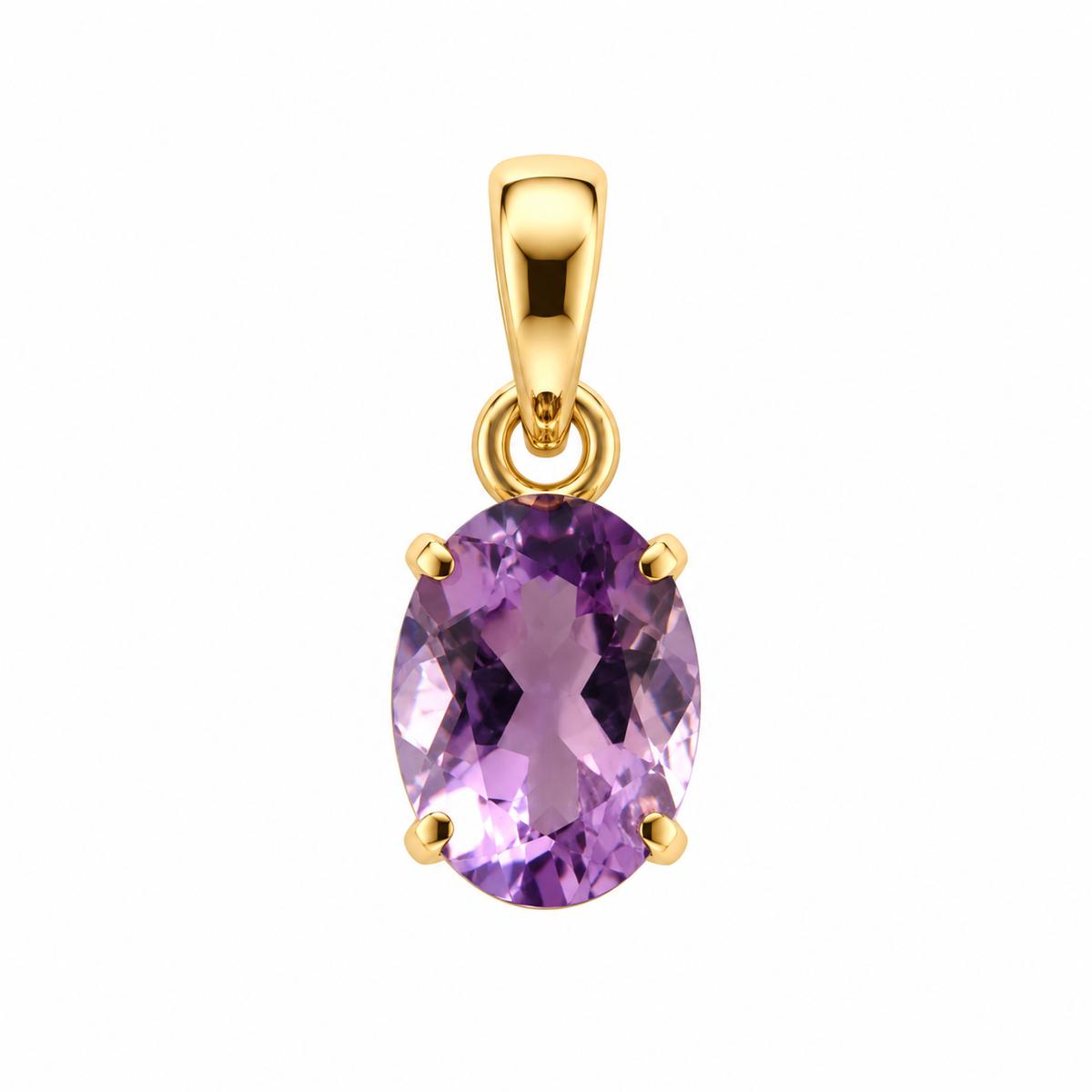 Pendentif Améthyste Taillée Ag925 Doré à l'Or Fin