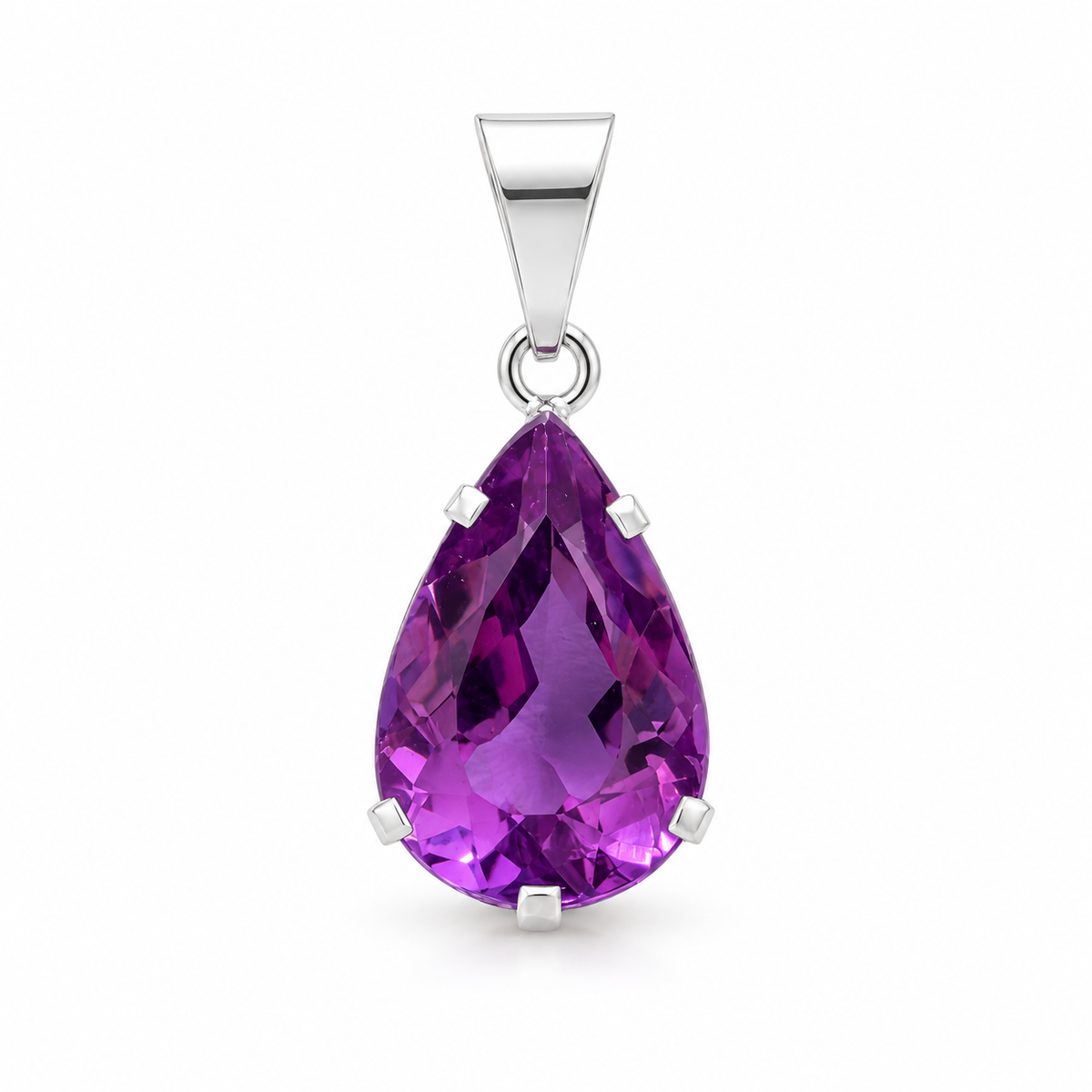 Pendentif améthyste taillée goutte Ag925