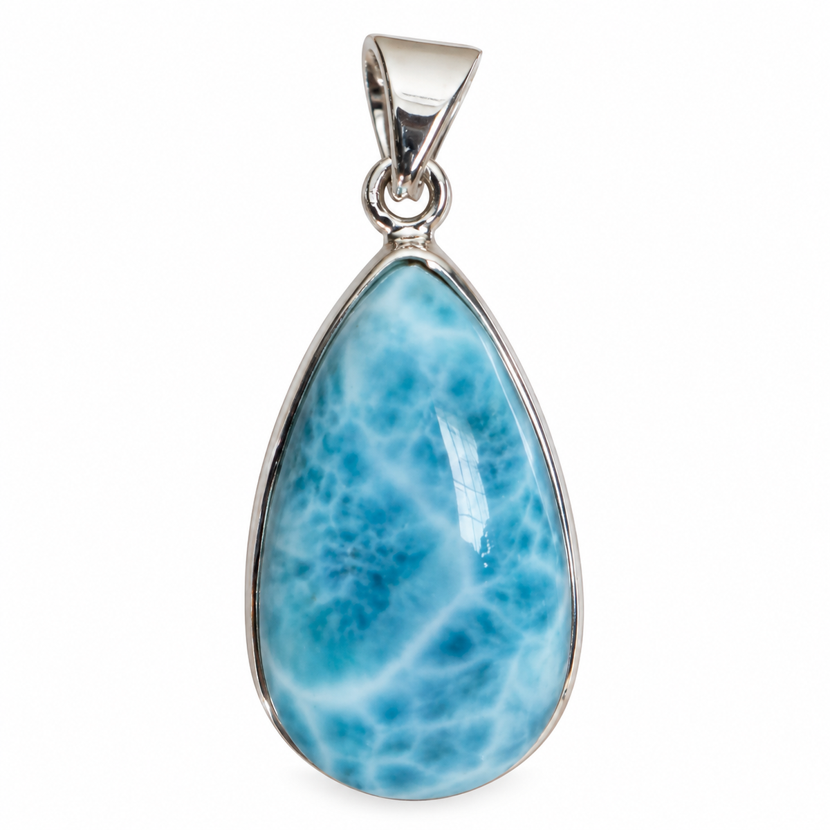 Pendentif larimar goutte cerclé Ag925