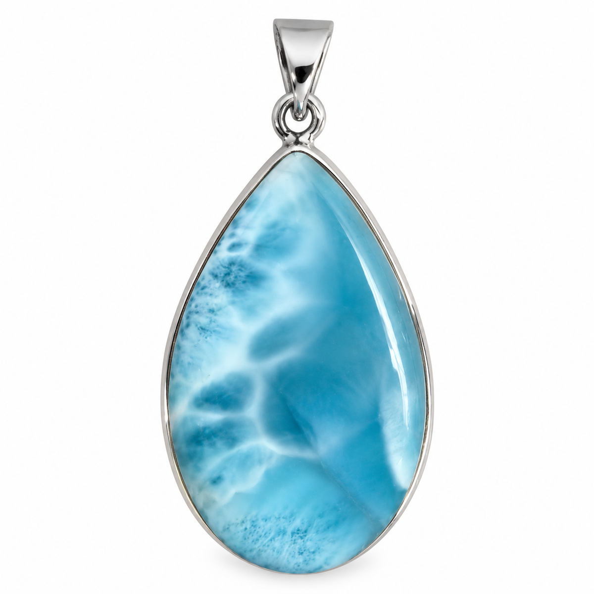 Pendentif larimar ovale cerclé Ag925
