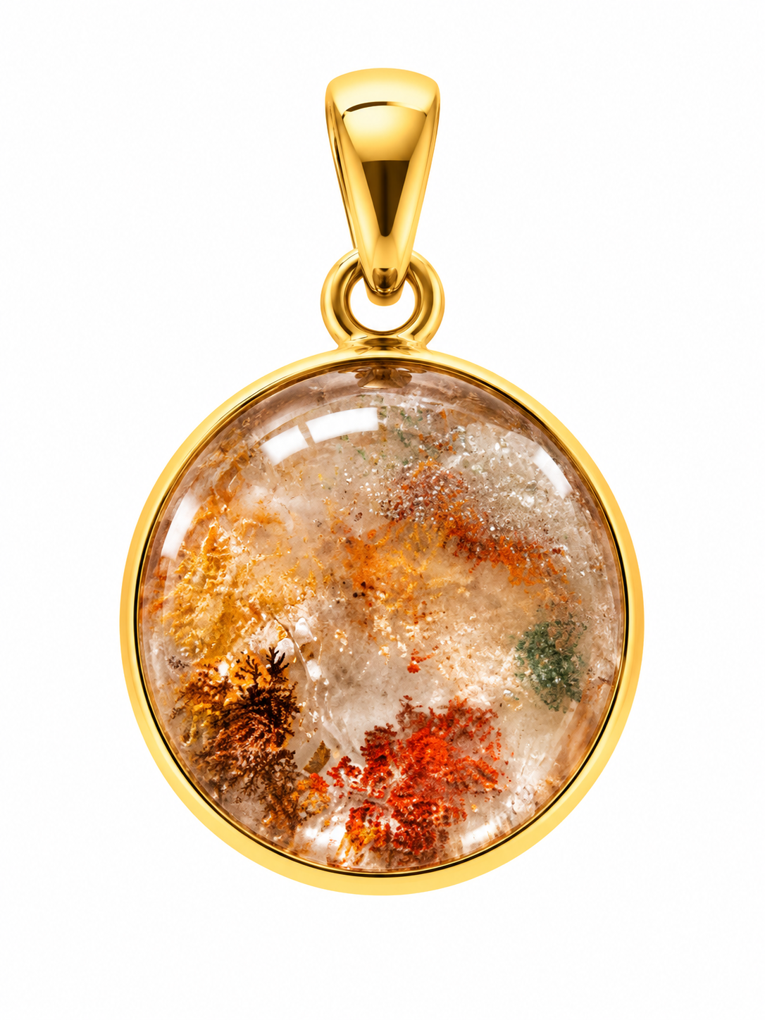 Pendentif Lodolite Ovale Ag925 Doré à l'Or Fin