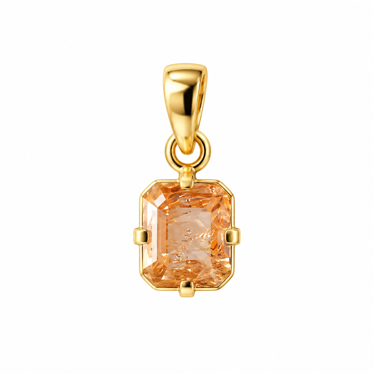 Pendentif Topaze Impériale Taillée Carré Ag925 Doré à l'Or Fin