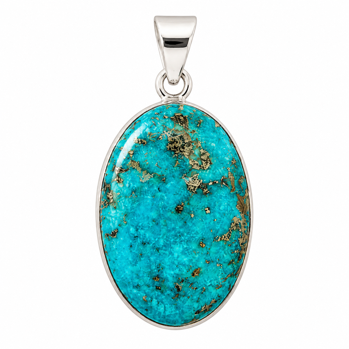 Pendentif Turquoise Ovale Perse Ag925