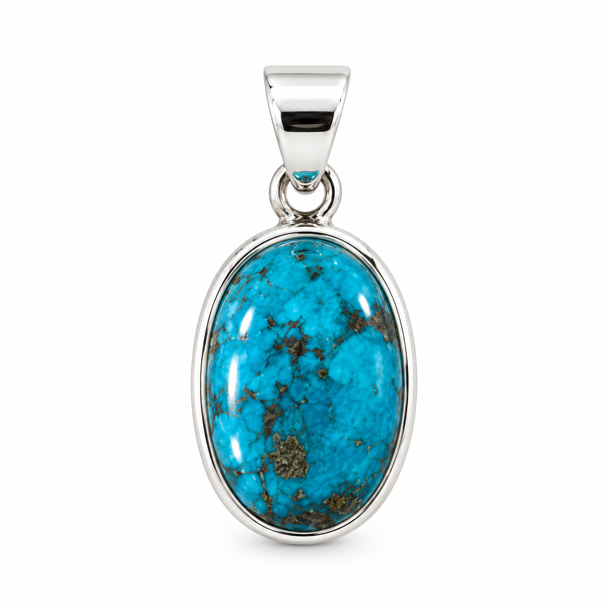 Hanger Turquoise Ovaal Indy Omrand Ag925