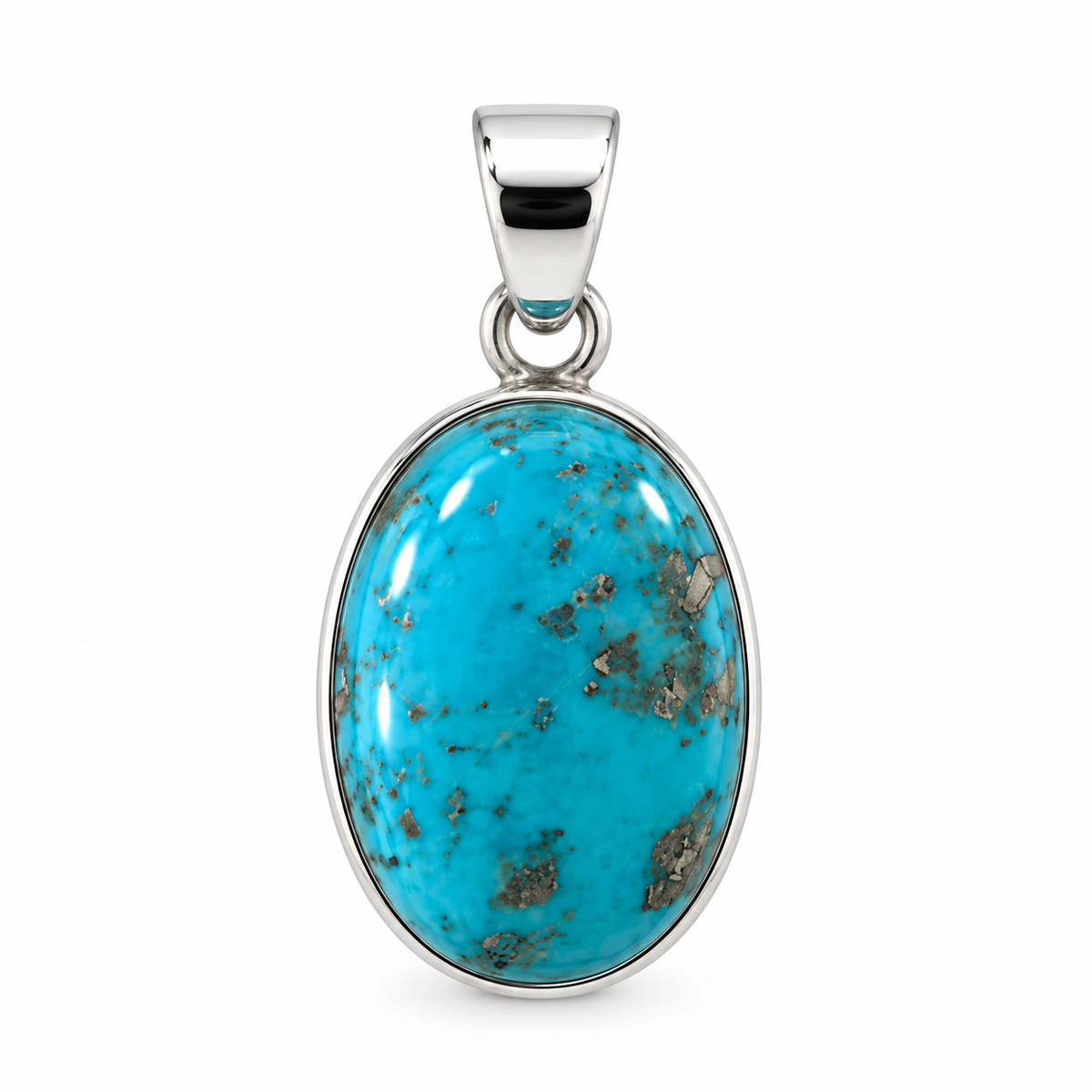 Pendentif Turquoise Ovale Perse Ag925