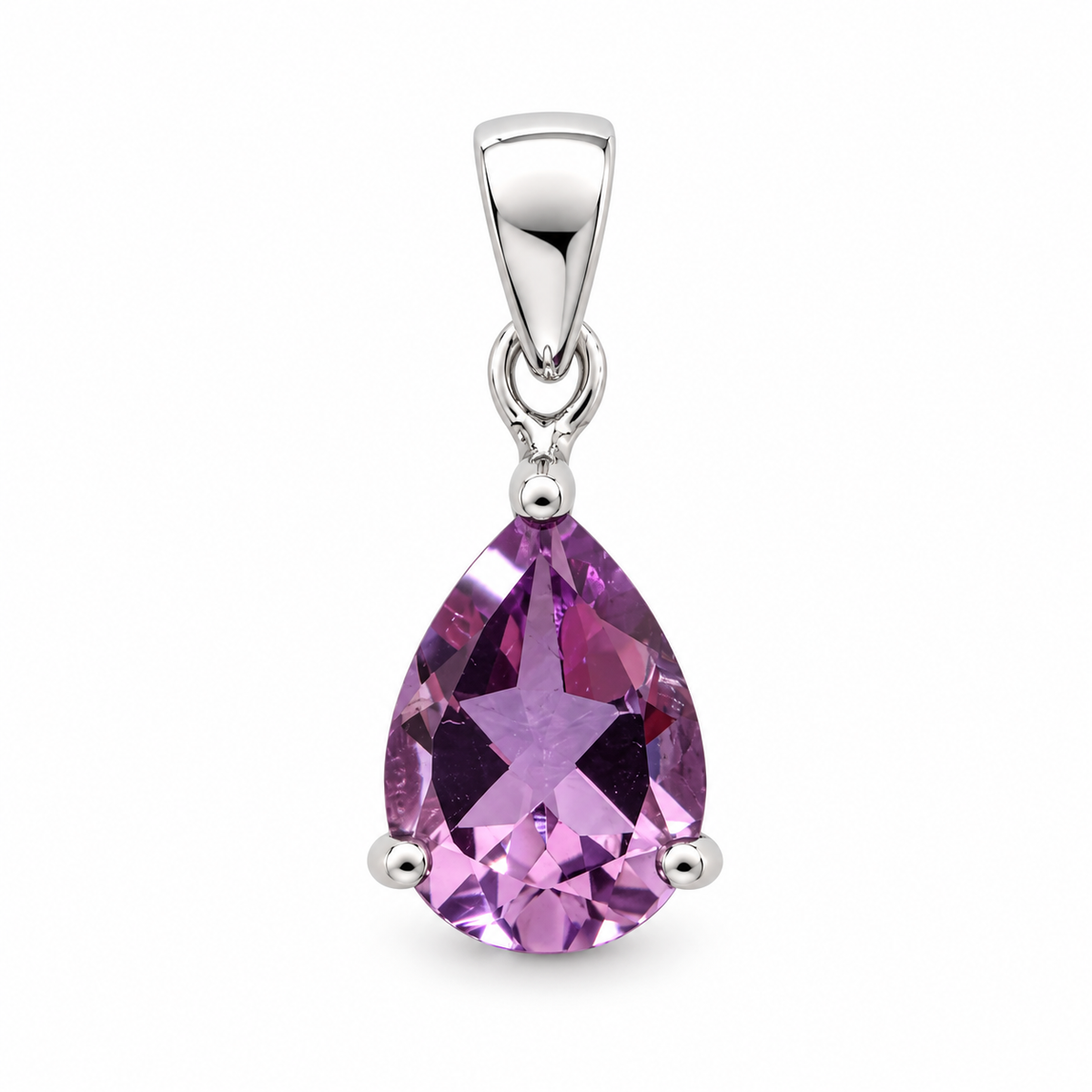 Pendentif améthyste taillée goutte Ag925