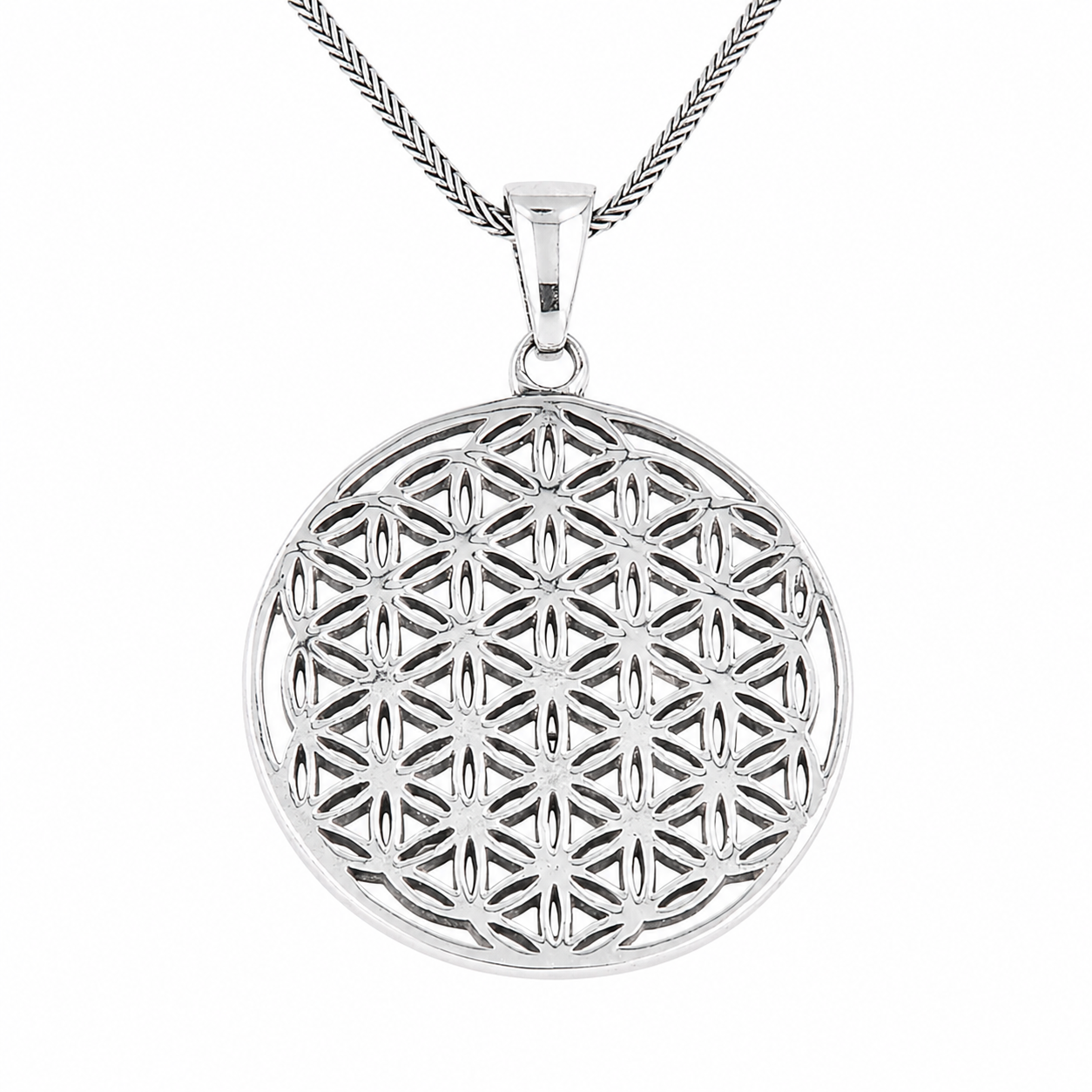 Pendentif argent fleur de vie