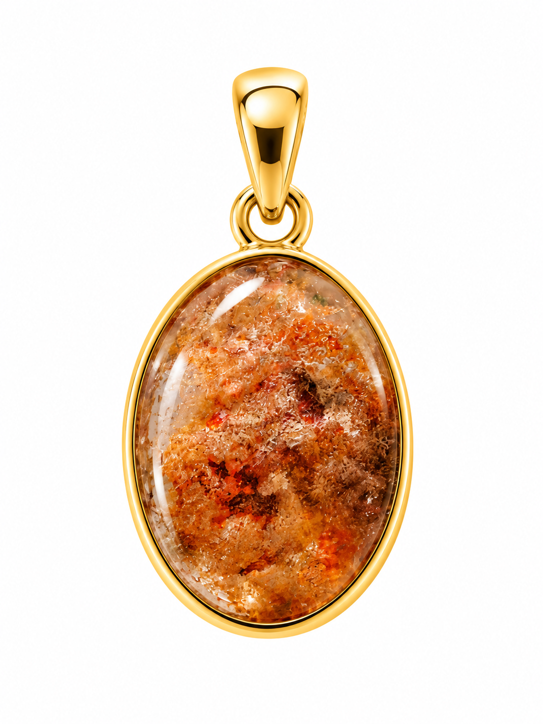 Pendentif Lodolite Ovale Ag925 Doré à l'Or Fin