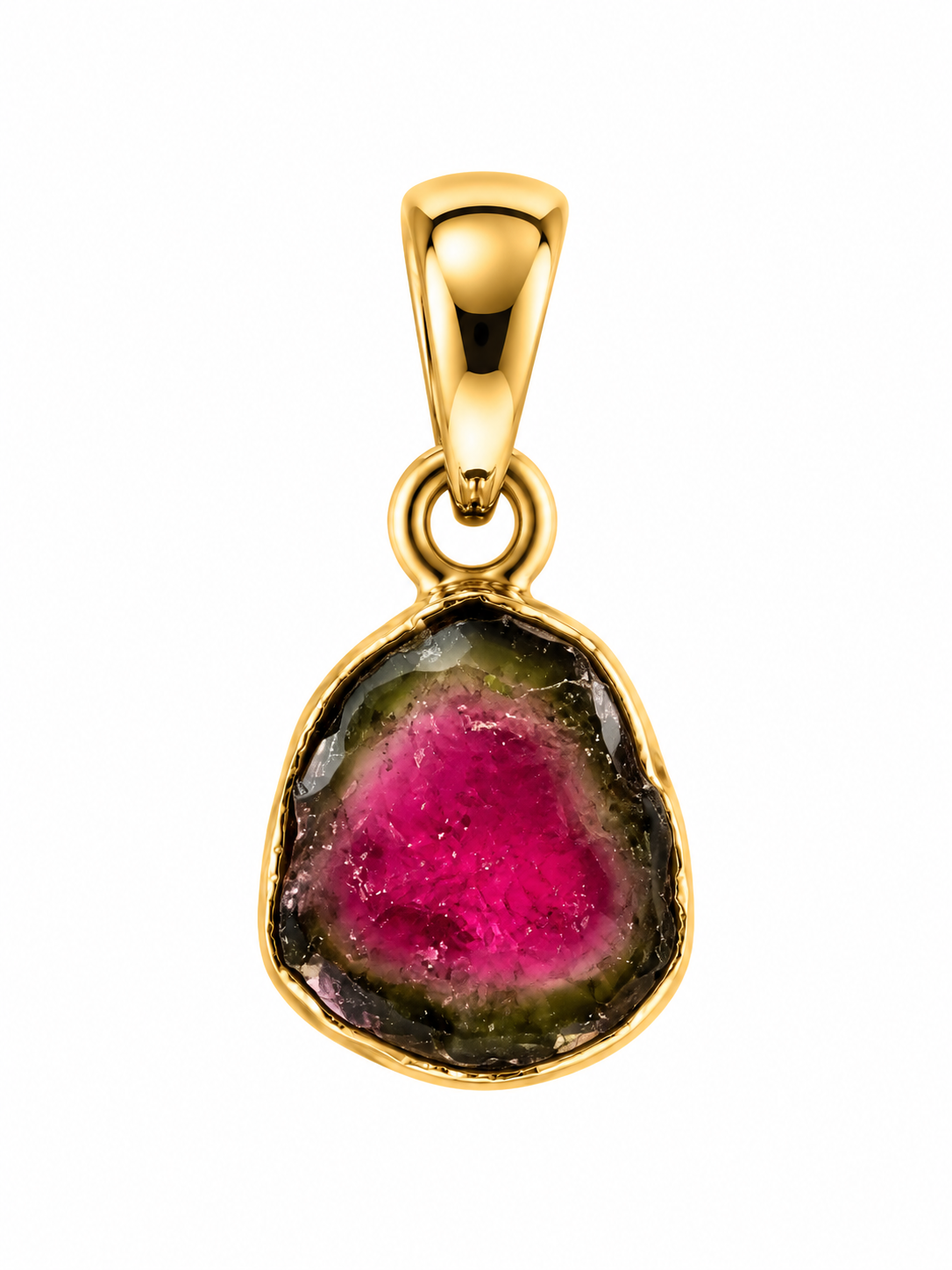 Pendentif Tourmaline Melon d'Eau Ag925 Doré à l'Or Fin