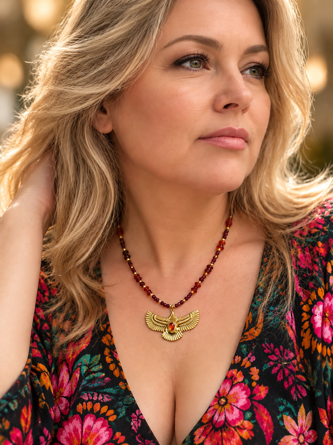 Collier Envol Sacré – Grenat & Cornaline