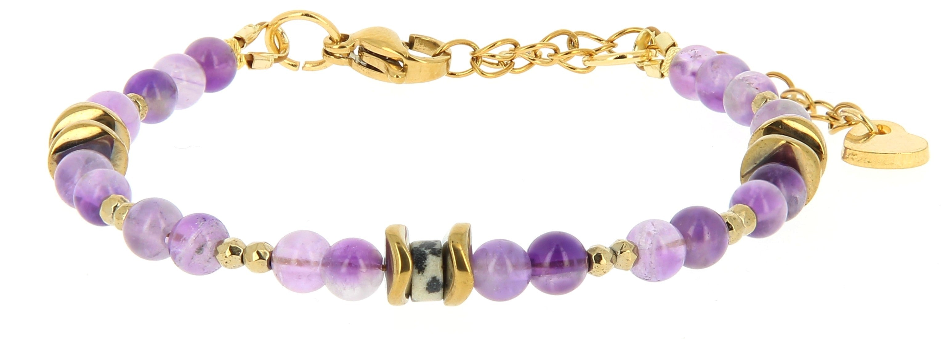 Talisman Armband Amethist en Dalmatier Jaspis