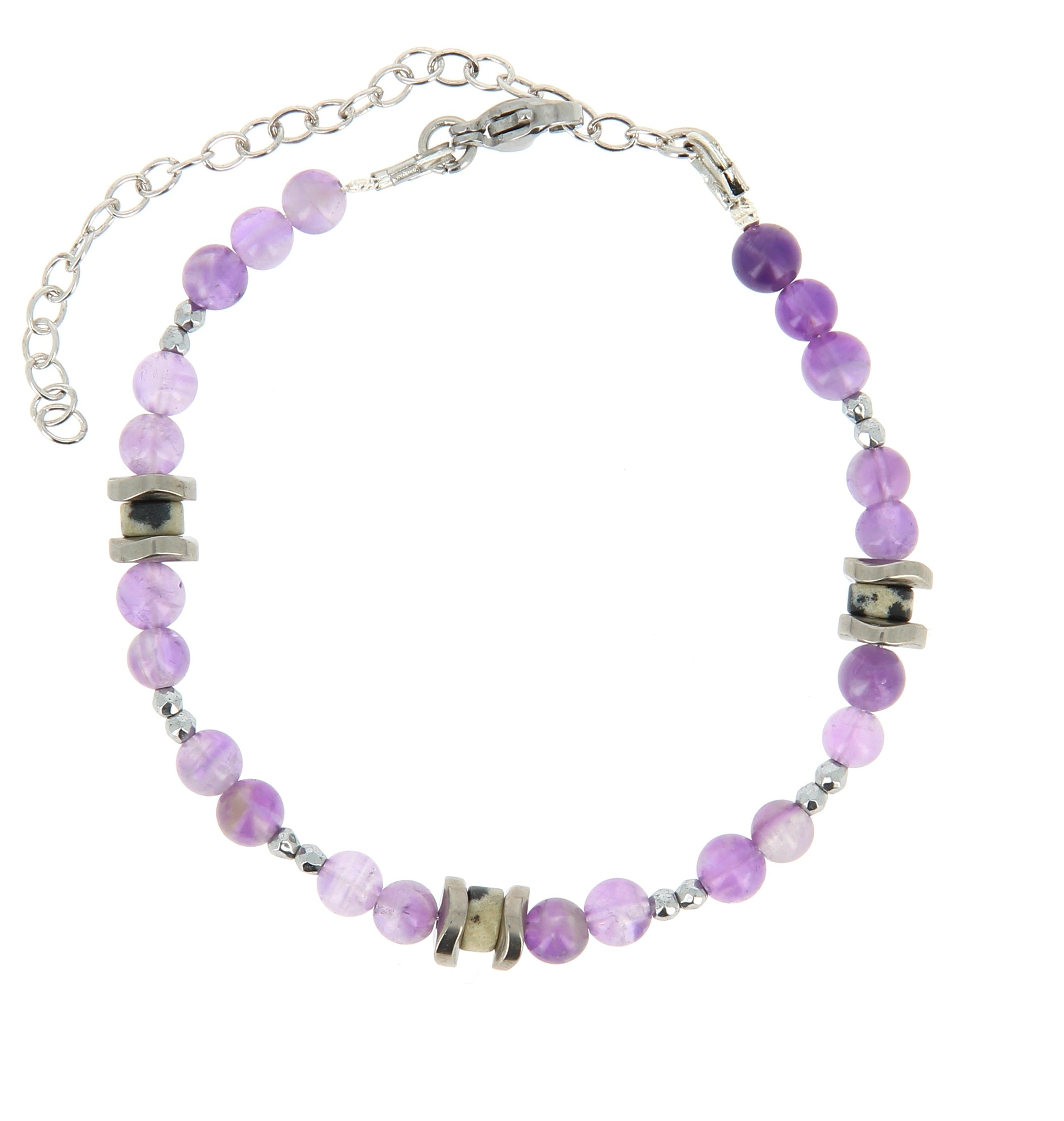 Talisman Armband Amethist en Dalmatier Jaspis