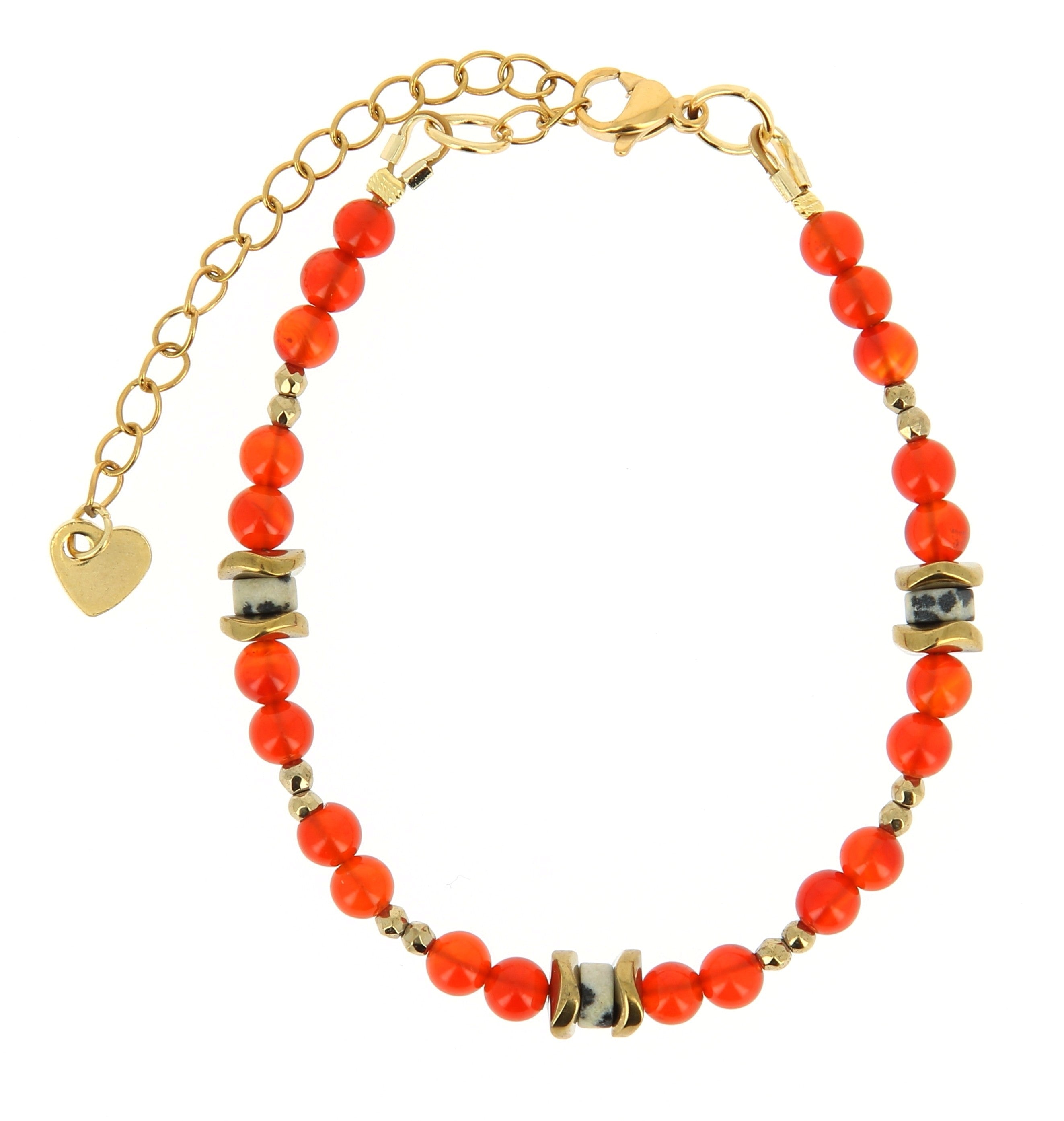 Talisman Armband Carneool en Dalmatier Jaspis