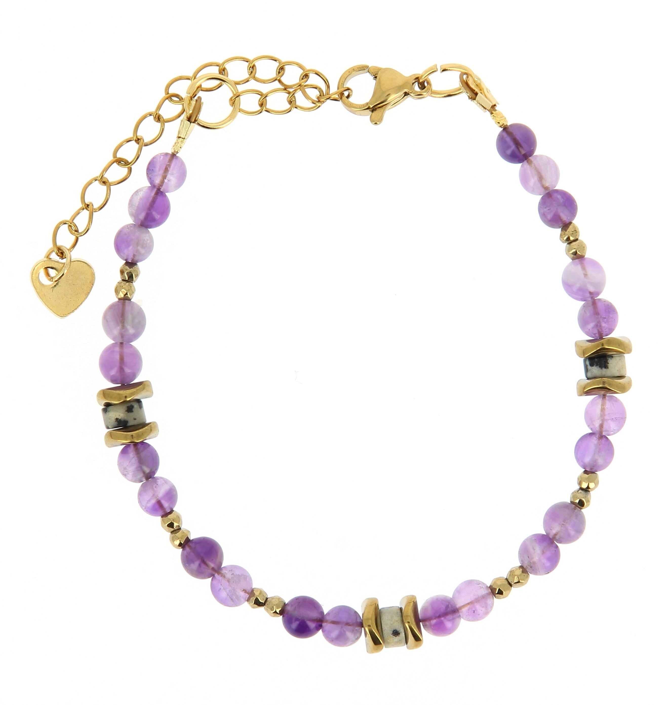 Talisman Armband Amethist en Dalmatier Jaspis