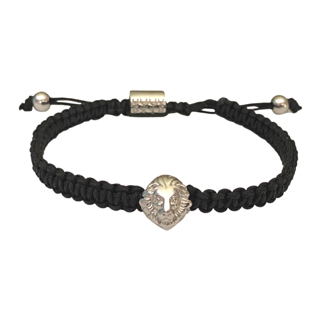 Bracelet cordon Lion acier