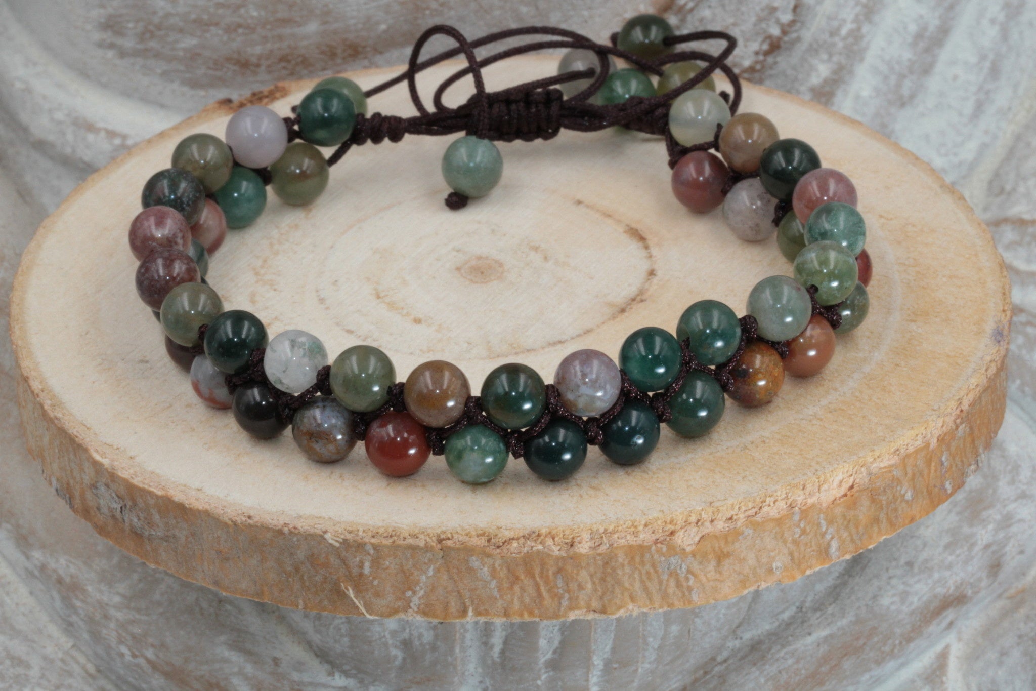 Bracelet tissé agate et jaspe