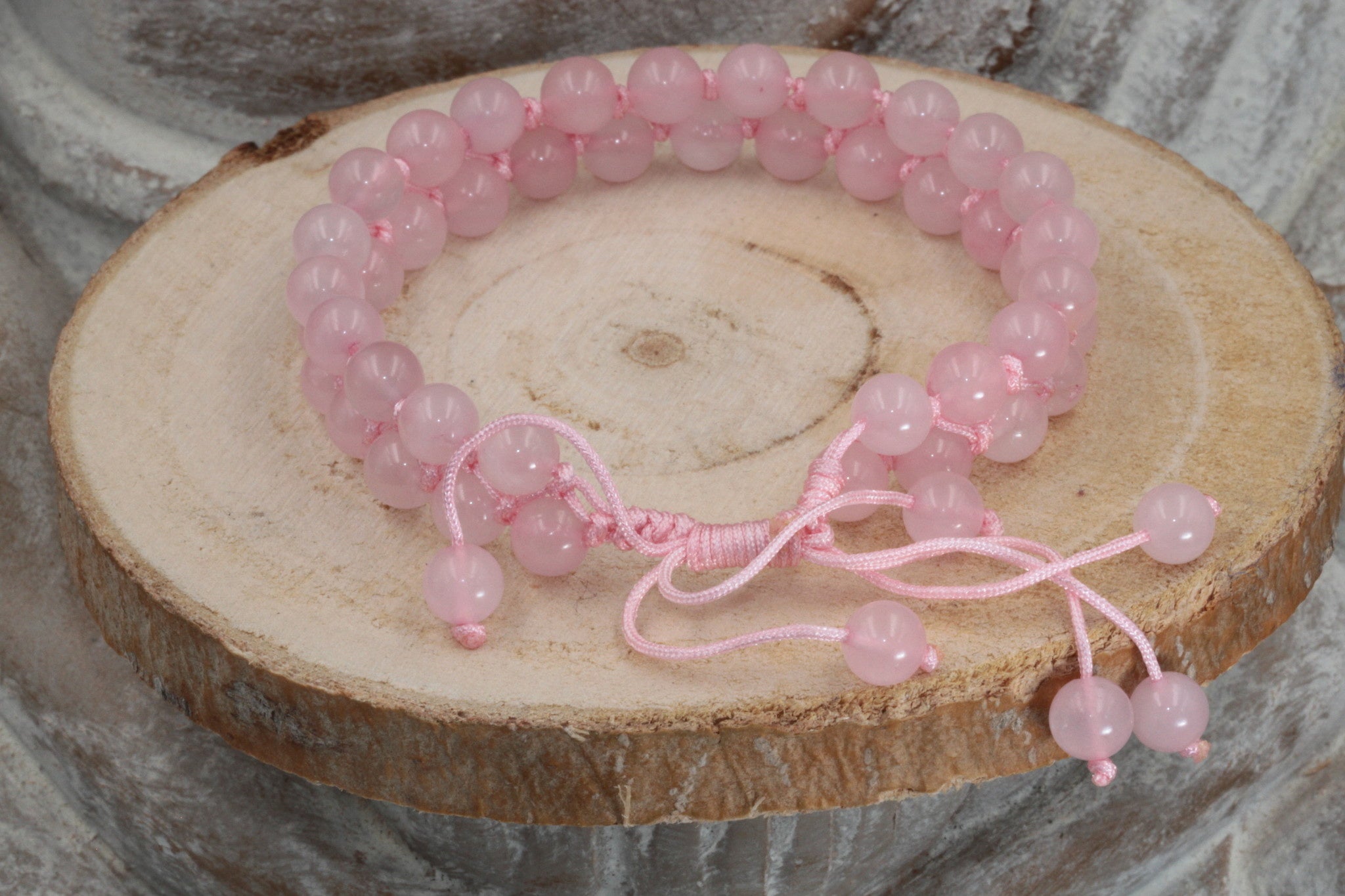 Bracelet tissé quartz rose - vue 2