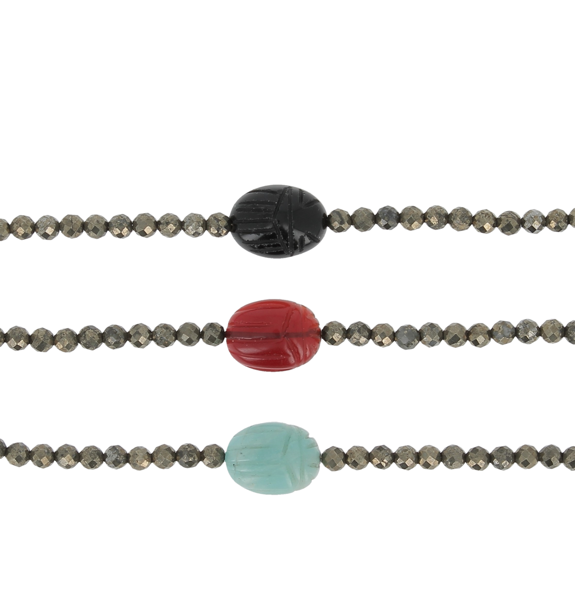 Collier pyrite Scarabée