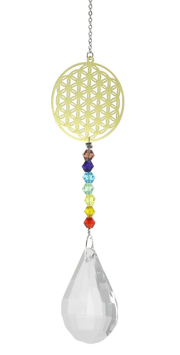 Kristaldruppel Met 7 Chakra's Ketting
