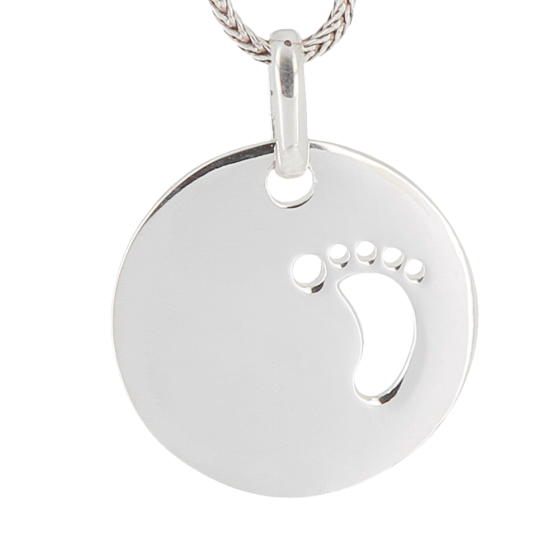 Médaille naissance pieds argent á graver - vue 2
