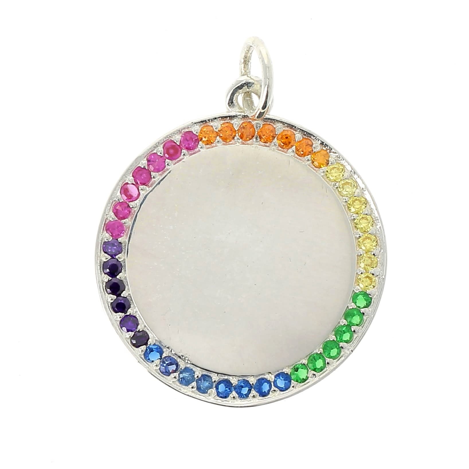Médaille zircons arc-en-ciel argent à graver - vue 2