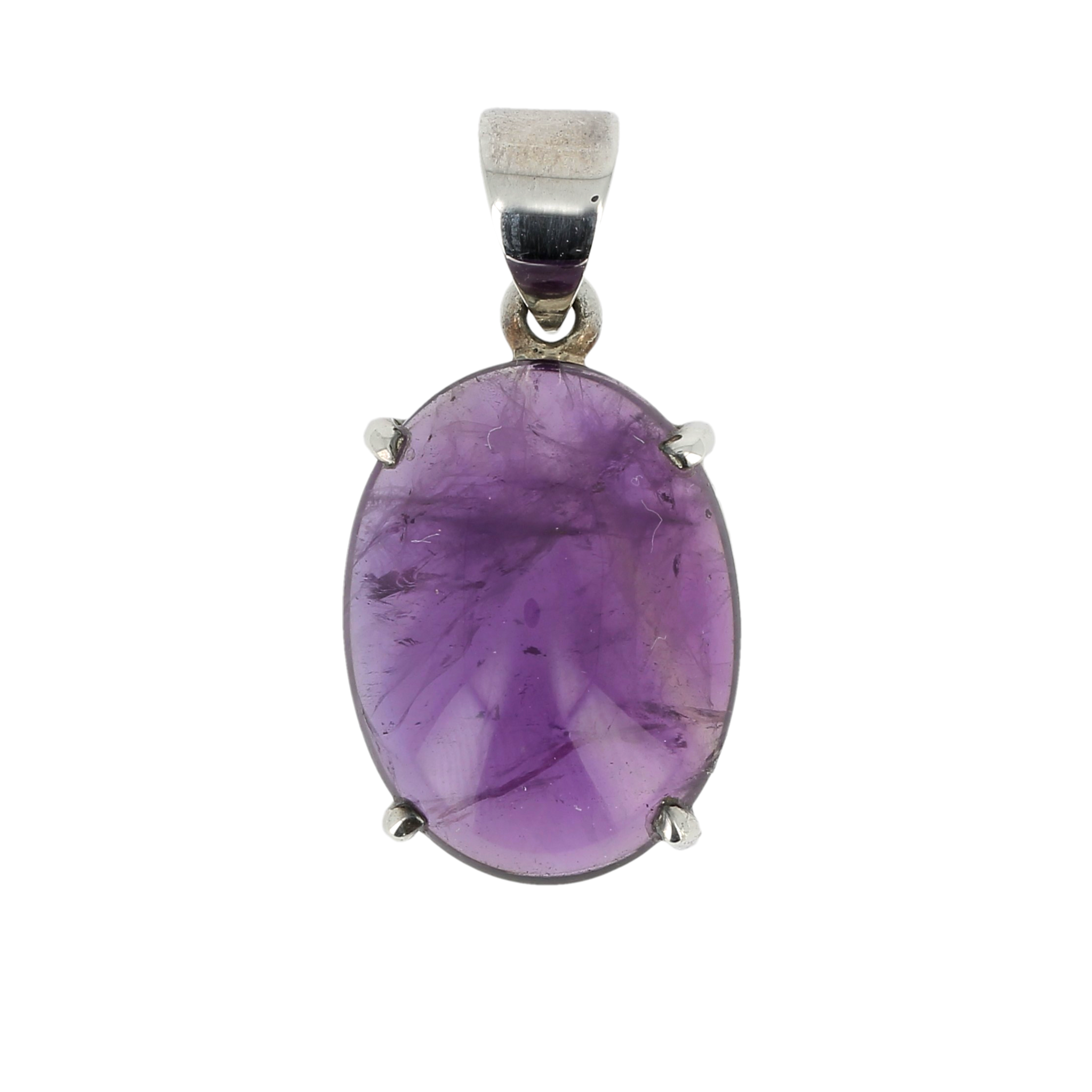 Pendentif améthyste ovale griffe Ag925