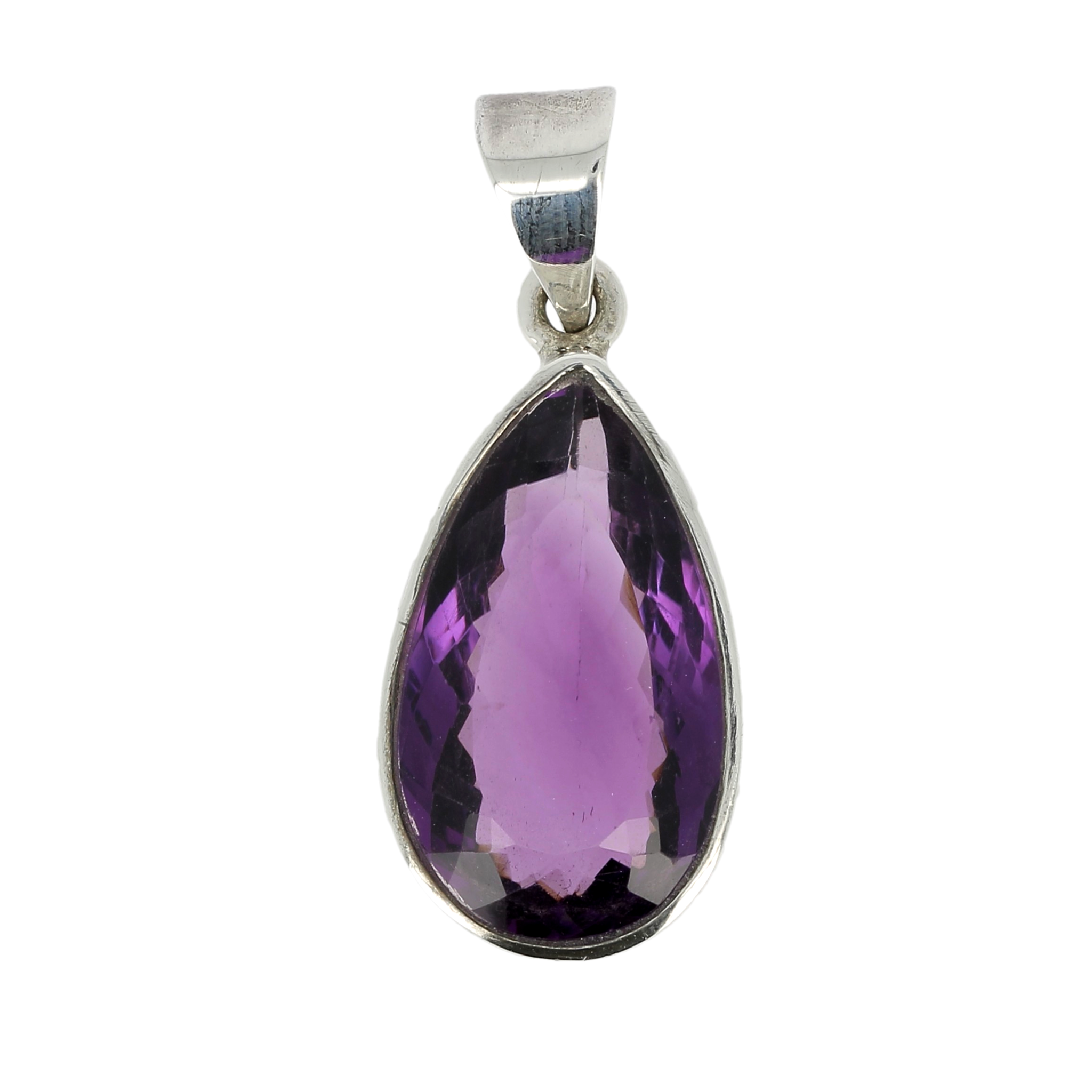 Pendentif améthyste taille poire cerclé Ag925