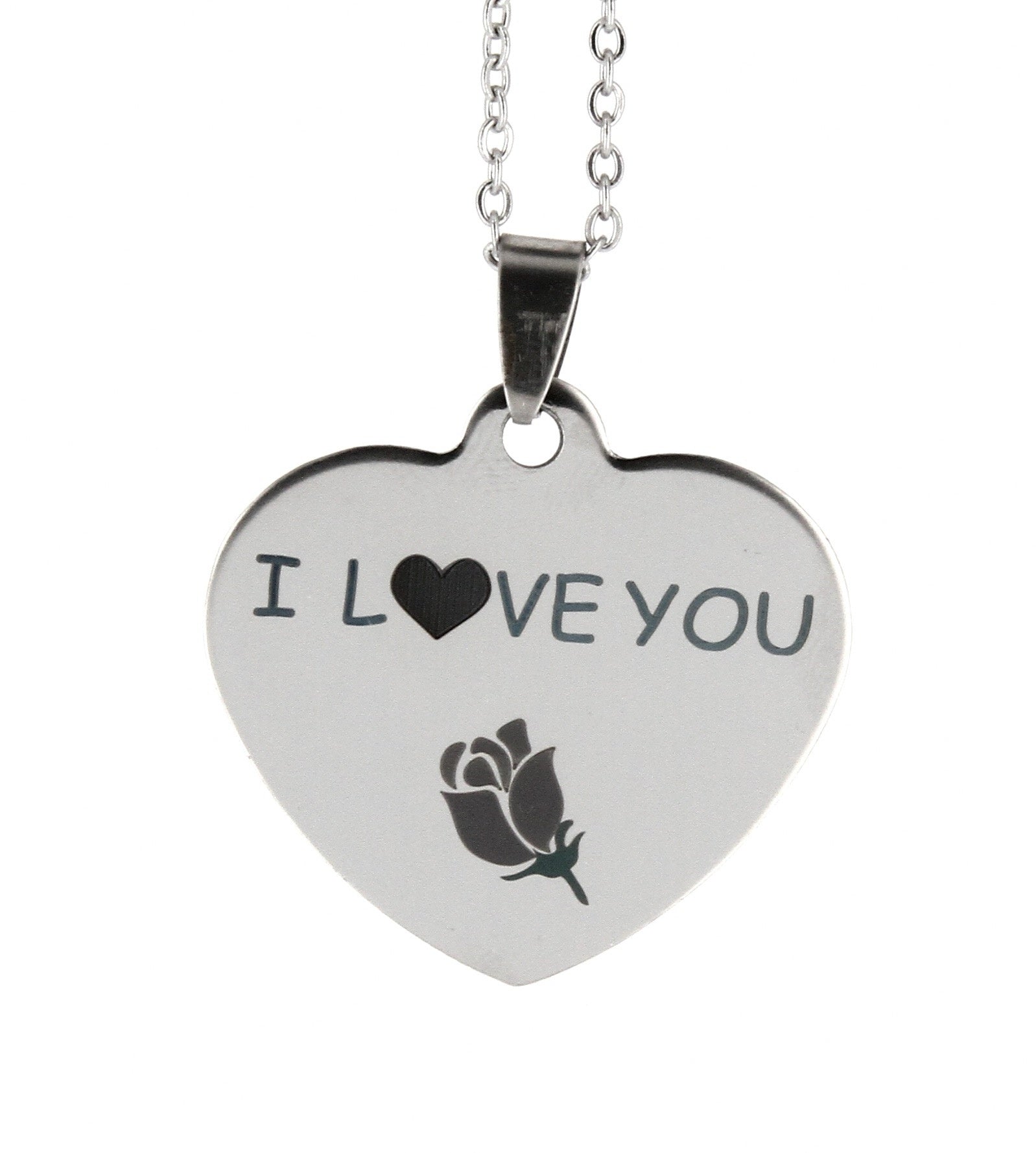Pendentif coeur "I love you" personnalisable
