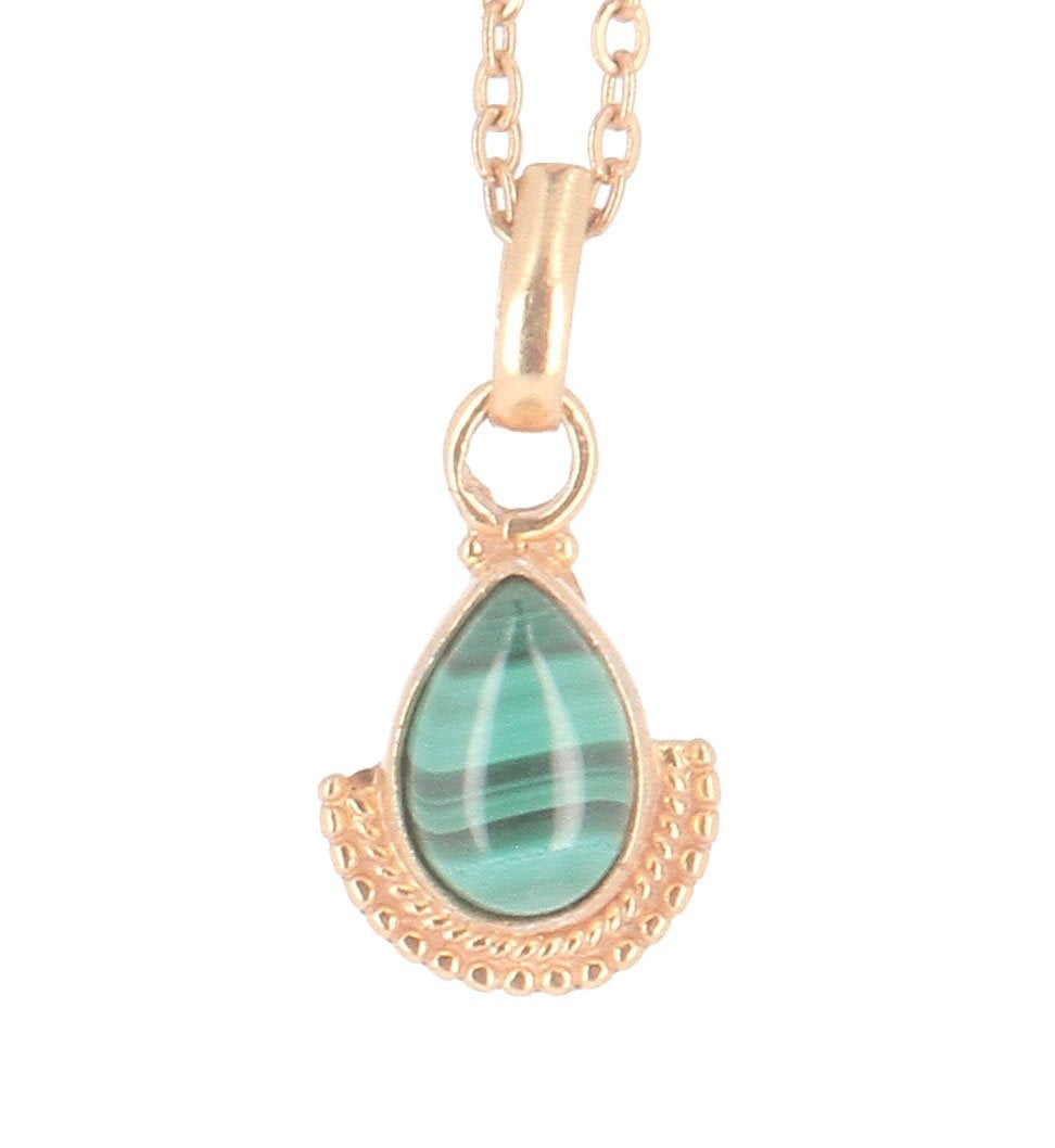 Pendentif malachite maya doré