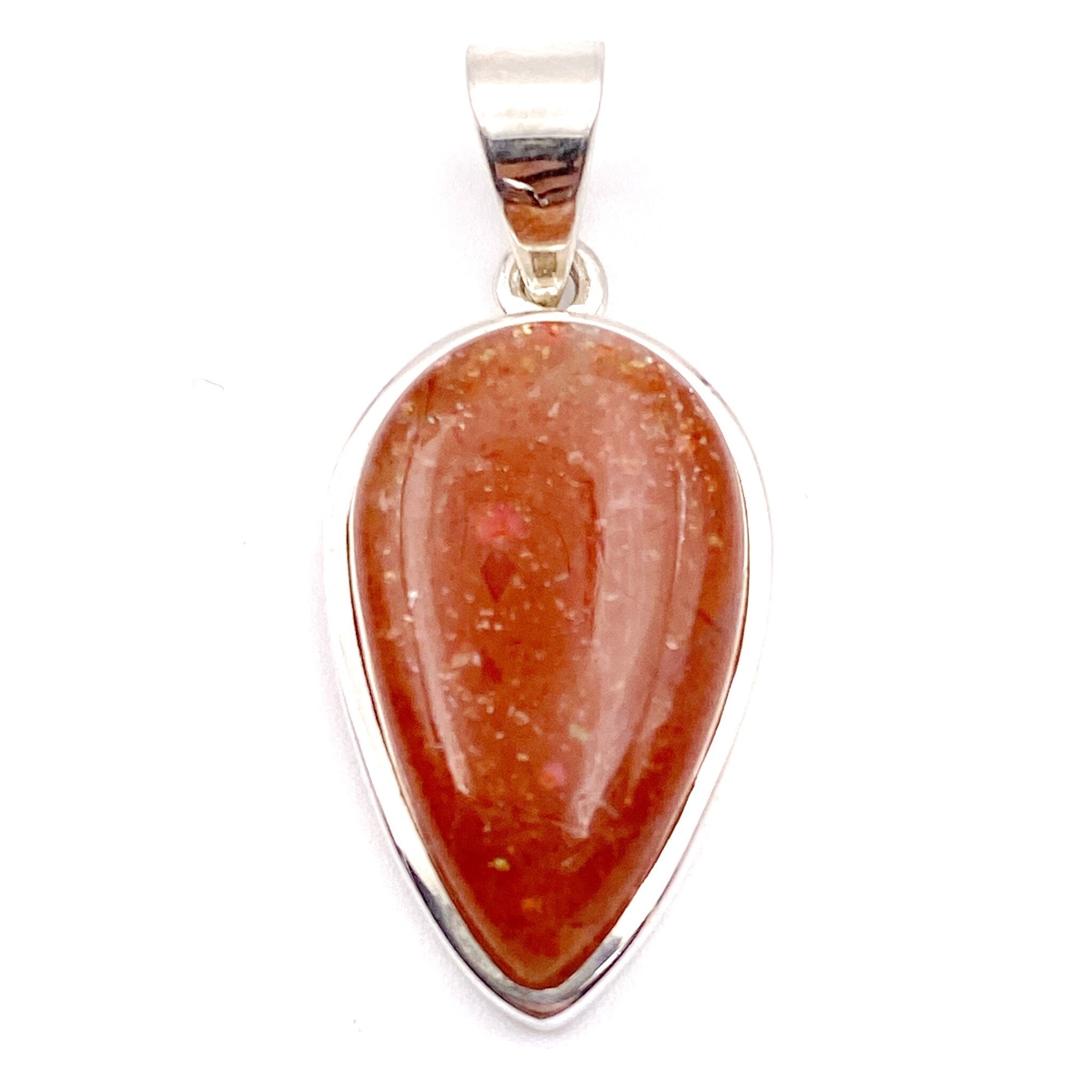 Pendentif pierre de soleil goutte inv cerclé Ag925