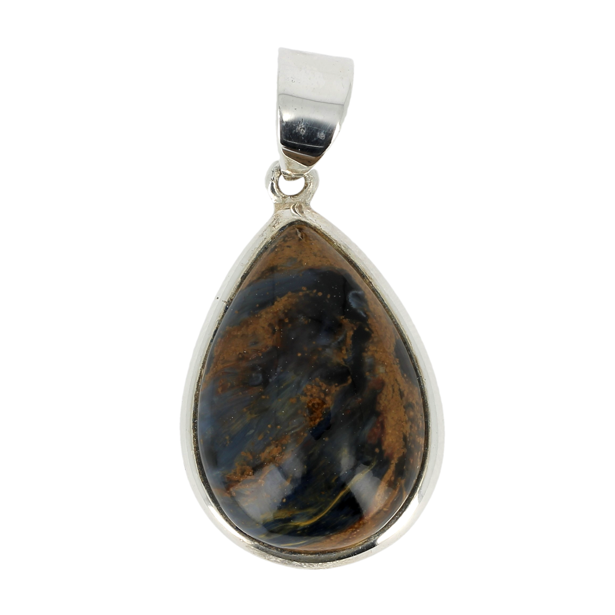 Pendentif pietersite goutte cerclé Ag925