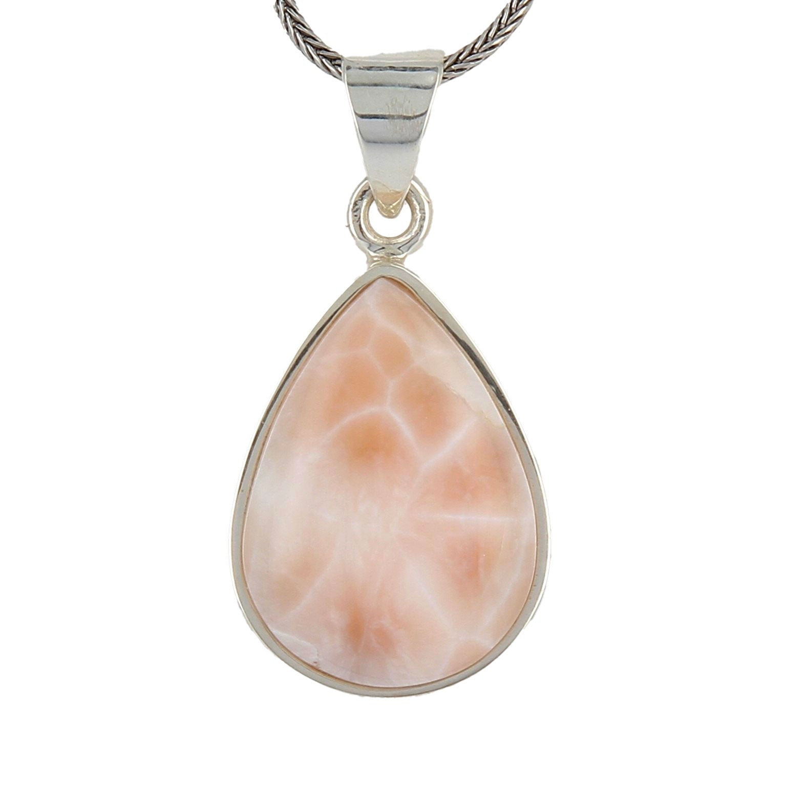 Pendentif pink larimar goutte cerclé Ag925