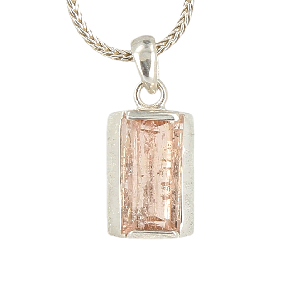 Pendentif topaze impériale rectangle taillée cerclé Ag925