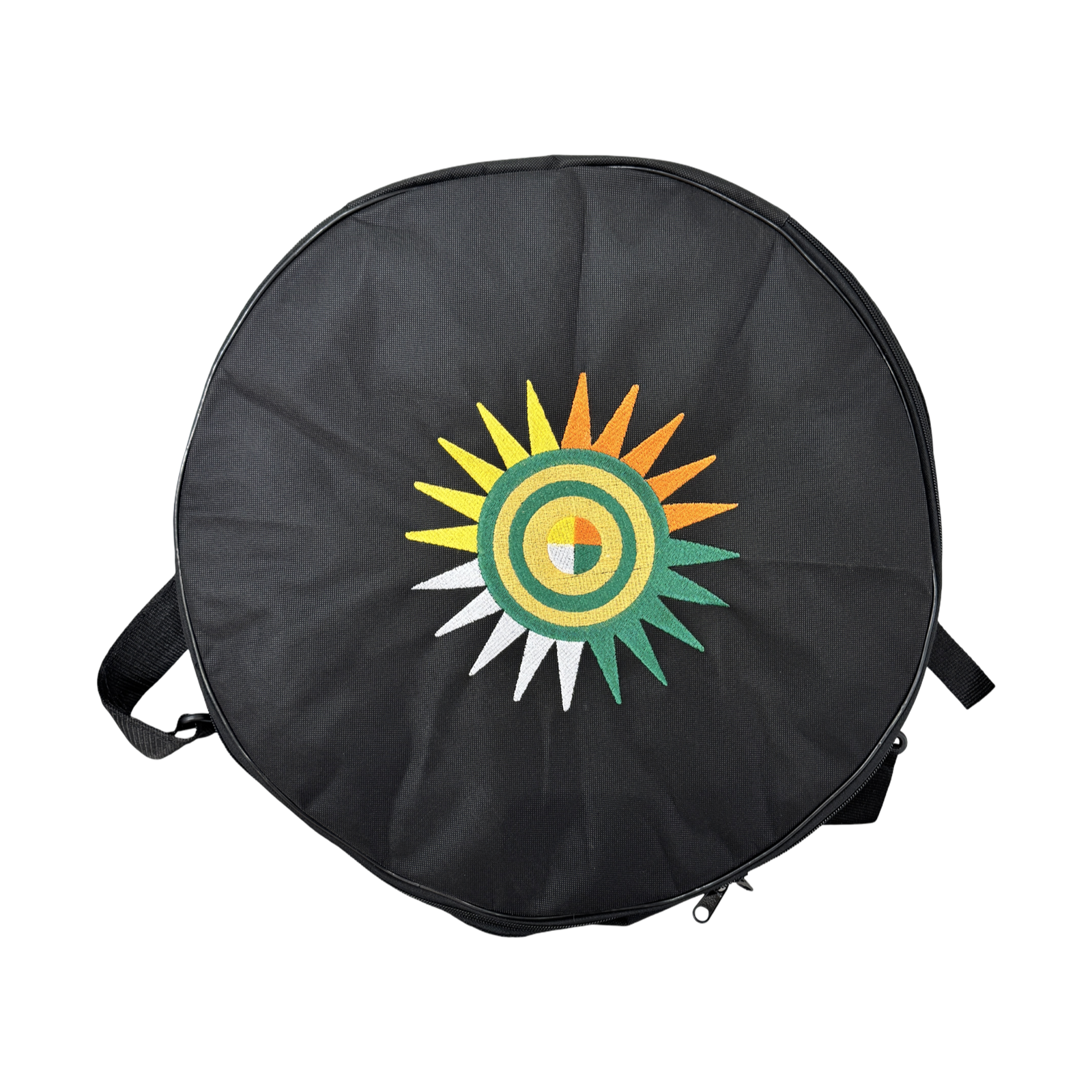 Tambour chamanique vache blanche avec tâches brunes et noires - 45 cm, saule - vue 5