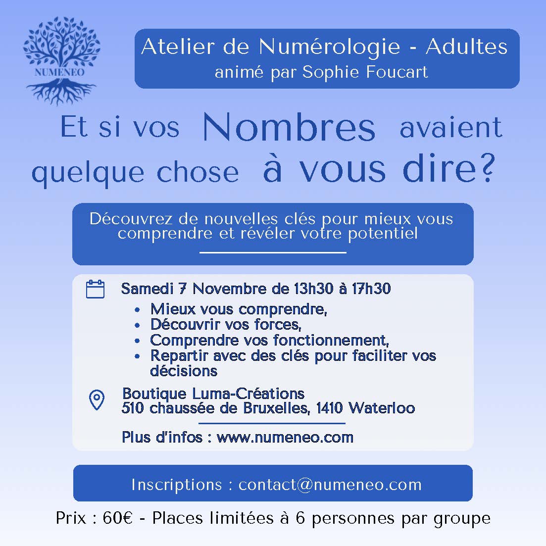 Atelier de Numérologie Adultes - 07 novembre 2026 13h30 - 17h30