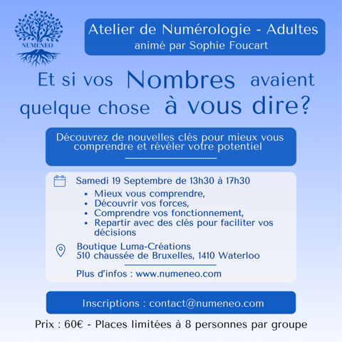 Atelier de Numérologie Adultes - 19 septembre 2026 13h30 - 17h30