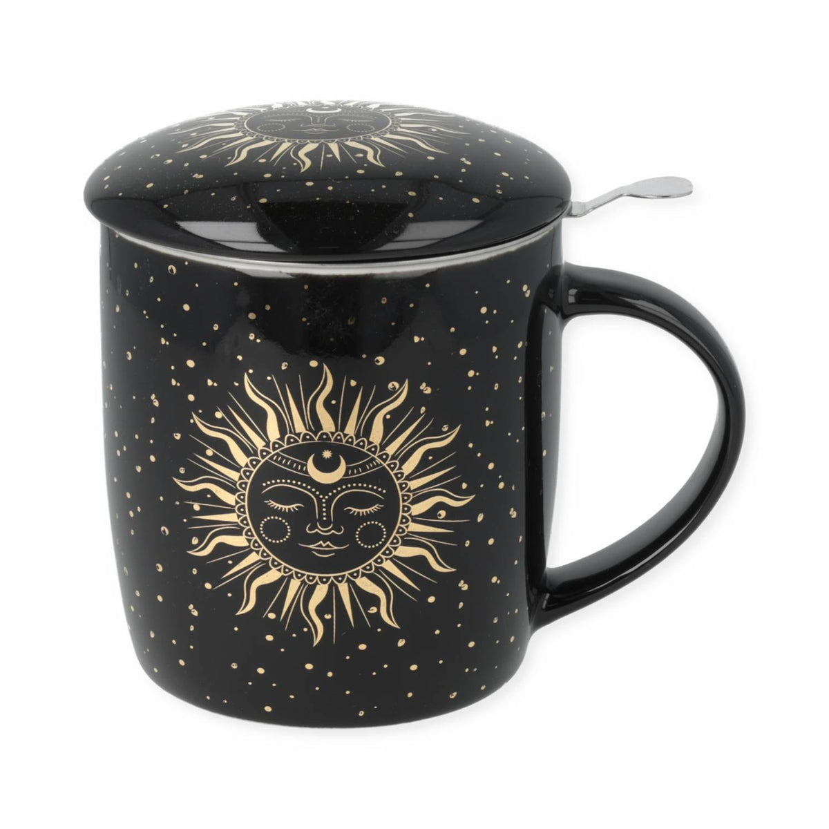 Tasse à thé avec infuseur Soleil et Lune noir