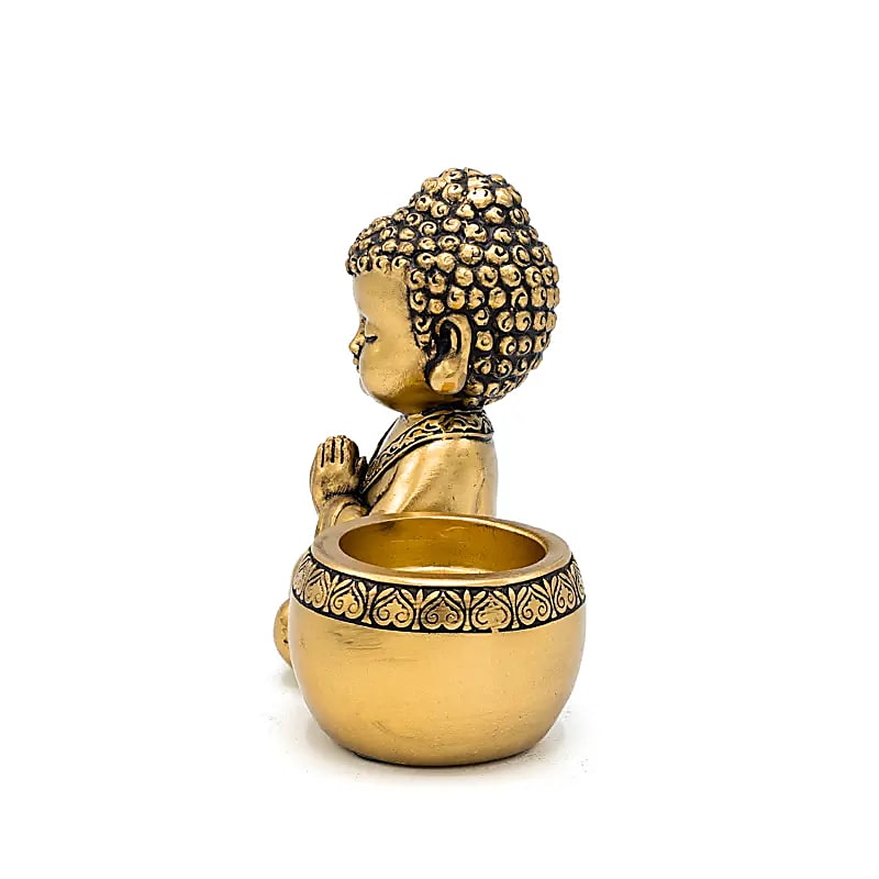 Photophore Bouddha en prière doré - 2