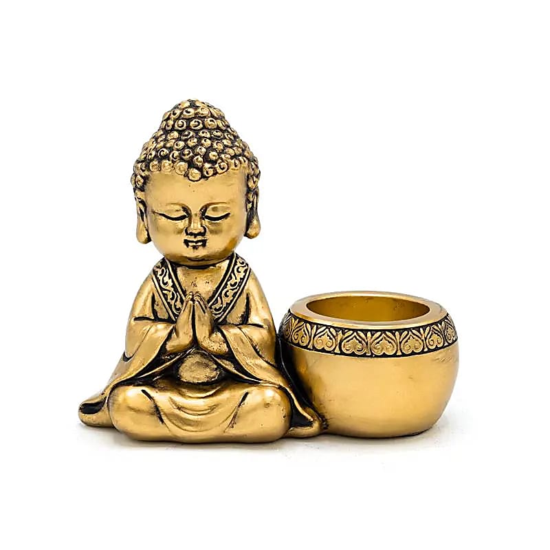 Photophore Bouddha en prière doré