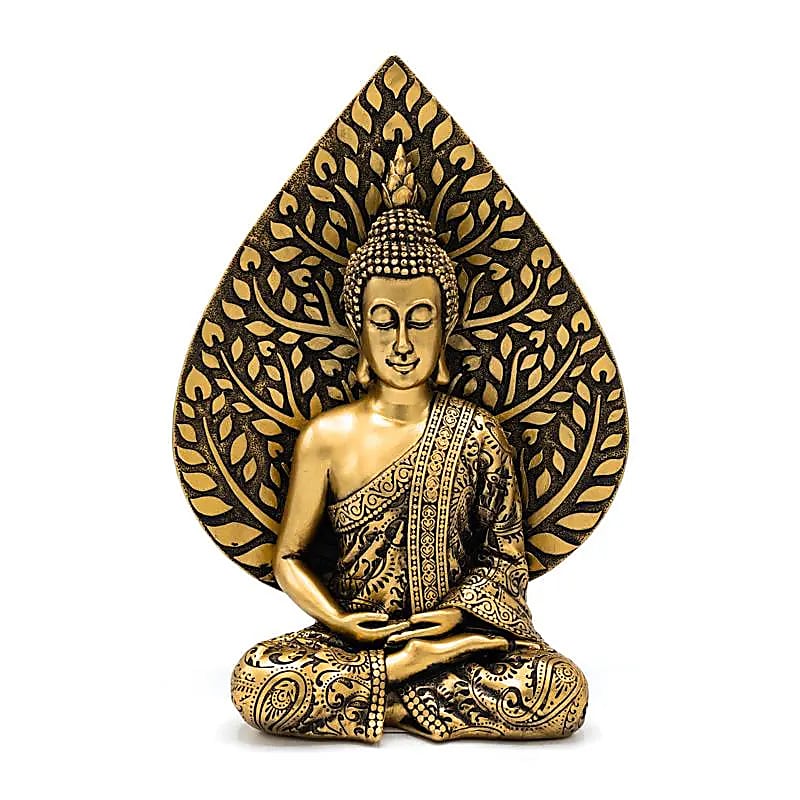 Bouddha méditation feuille de Bodhi doré