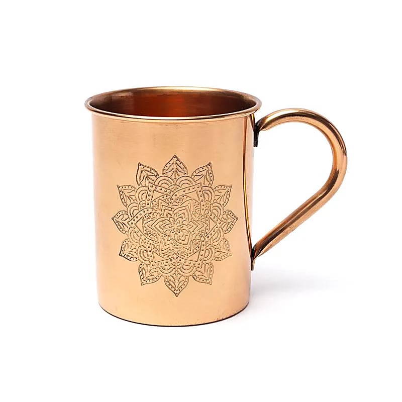 Tasse en cuivre gravée Mandala 450 ml