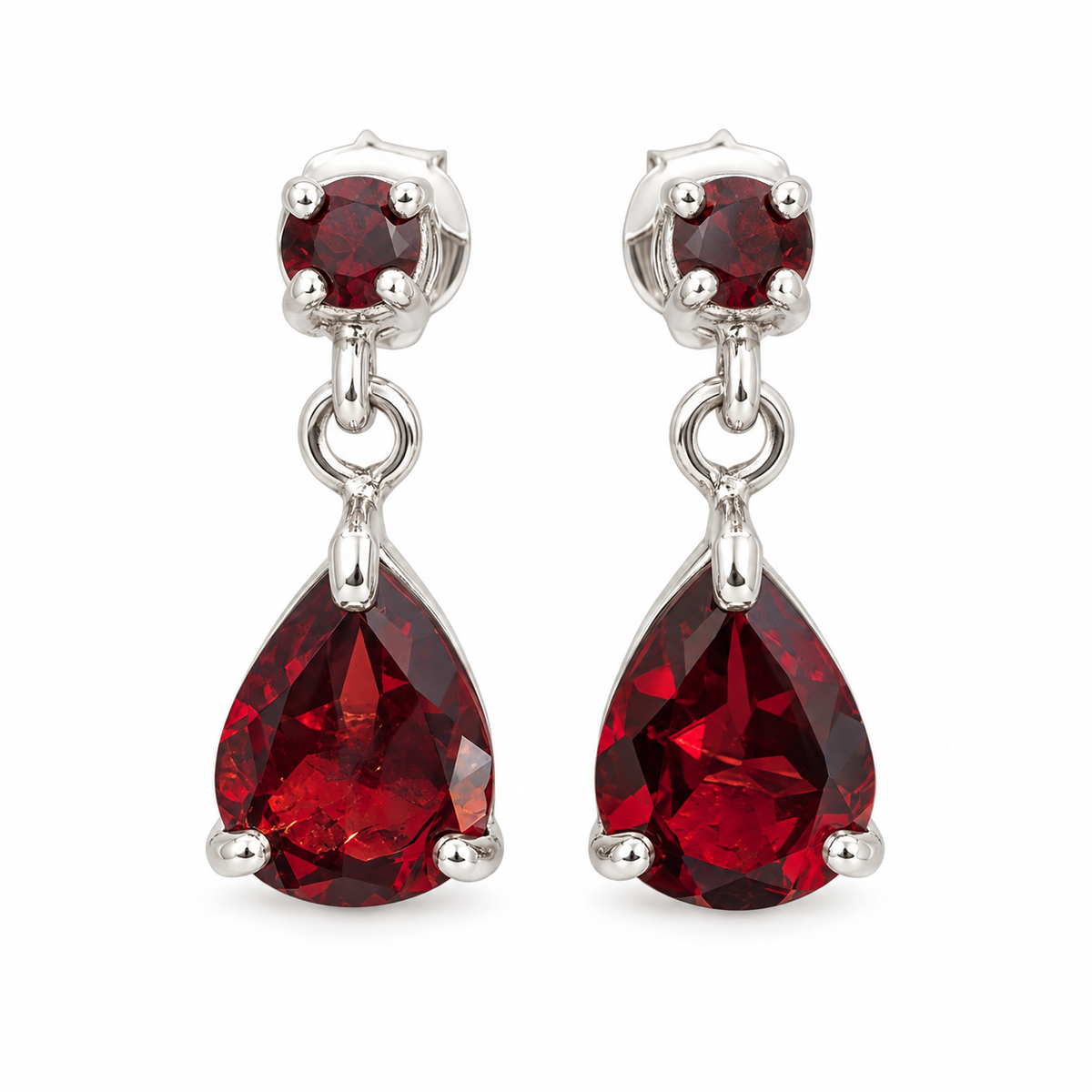Boucles d'oreilles Gouttes de Lumière Grenat Ag925
